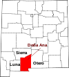 Mapa de Nuevo México con la ubicación del condado de Doña Ana