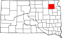 Mapa de Dakota del Sur con el Condado de Day resaltado