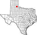 Mapa de Texas con el Condado de Hall resaltado