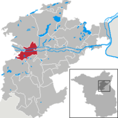 Mapa de Alemania, posición de Melchow destacada