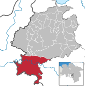 Mapa de Alemania, posición de Rinteln destacada