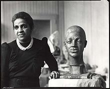 Selma Burke, American sculptor, 1900-1995, in her studio.jpg
