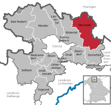 Localización del municipio en el Distrito de Coburg