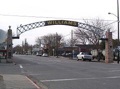 Entrance arch to Williams, California.jpg