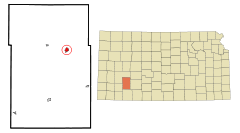 Ubicación en el condado de Gray en KansasUbicación de Kansas en EE. UU.