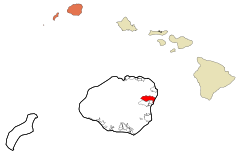 Kauai County Hawaii Incorporated and Unincorporated areas Kapaa Highlighted.svg