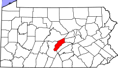 Map of Pennsylvania highlighting Mifflin County.svg