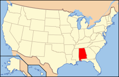 Ubicación de Alabama en los Estados Unidos.