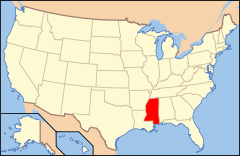 Localización del estado de Misisipi en los Estados Unidos.