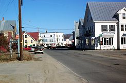 Maine State Routes 16 and 27 in downtown Kingfield.JPG
