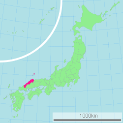 Mapa de Japón resaltando la prefectura de Shimane