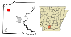 Localización en el Condado de Ouachita y en el estado de Arkansas