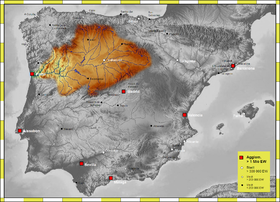 Localización aproximada del Aliste en la cuenca del Duero (el río no está dibujado)