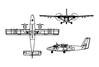 Diagrama proyectado ortográficamente del de Havilland Canada DHC-6 Twin Otter