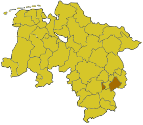 Lage des Landkreises Wolfenbüttel in Niedersachsen