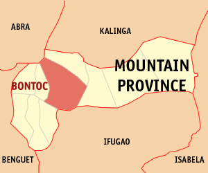 Mapa de La Montaña que muestra la situación de Bontoc