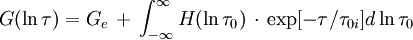 G (\ln \tau) = G_e \, + \, \int_{-\infty}^{\infty} H (\ln \tau_0) \, \cdot \, \exp[-\tau/\tau_{0i}] d\ln\tau_0