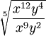 \sqrt[5]\frac{x^{12}y^4}{x^9y^2}