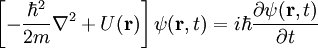  \left[-\frac{\hbar^2}{2 m}\nabla^2 + U(\mathbf{r}) \right] \psi(\mathbf{r},t) = i\hbar \frac{\partial \psi(\mathbf{r},t)}{\partial t} 