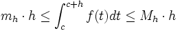 m_h \cdot h \leq {\int_c^{c+h} f(t)dt} \leq M_h \cdot h