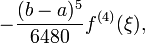 -\frac{(b-a)^5}{6480}f^{(4)}(\xi),