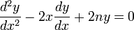 \frac{d^2y}{dx^2}-2x\frac{dy}{dx}+2ny = 0