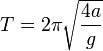 T = 2\pi\sqrt{\frac{4a} {g}}