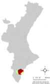Localización del término municipal de Elche respecto a la Comunidad Valenciana