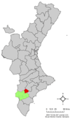 Localización de Petrer respecto a la Comunidad Valenciana
