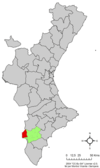 Localización de Pinoso respecto a la Comunidad Valenciana