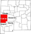 Mapa de Nuevo México con la ubicación del condado de Catron
