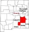 Mapa de Nuevo México con la ubicación del condado de Chaves