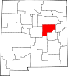 Mapa de Nuevo México con la ubicación del condado de Guadalupe
