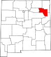Mapa de Nuevo México con la ubicación del condado de Harding