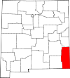 Mapa de Nuevo México con la ubicación del condado de Lea