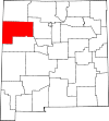 Mapa de Nuevo México con la ubicación del condado de McKinley