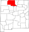 Mapa de Nuevo México con la ubicación del condado de Rio Arriba