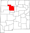 Mapa de Nuevo México con la ubicación del condado de Sandoval