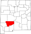 Mapa de Nuevo México con la ubicación del condado de Sierra
