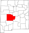 Mapa de Nuevo México con la ubicación del condado de Socorro