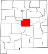 Mapa de Nuevo México con la ubicación del condado de Torrance