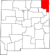 Mapa de Nuevo México con la ubicación del condado de Union
