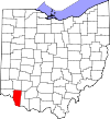 Mapa de Ohio con la ubicación del condado de Clermont