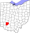 Mapa de Ohio con la ubicación del condado de Clinton