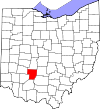 Mapa de Ohio con la ubicación del condado de Fayette