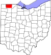 Mapa de Ohio con la ubicación del condado de Fulton