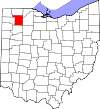 Mapa de Ohio con la ubicación del condado de Henry