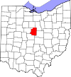 Mapa de Ohio con la ubicación del condado de Morrow