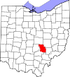 Mapa de Ohio con la ubicación del condado de Perry
