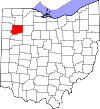 Mapa de Ohio con la ubicación del condado de Putnam